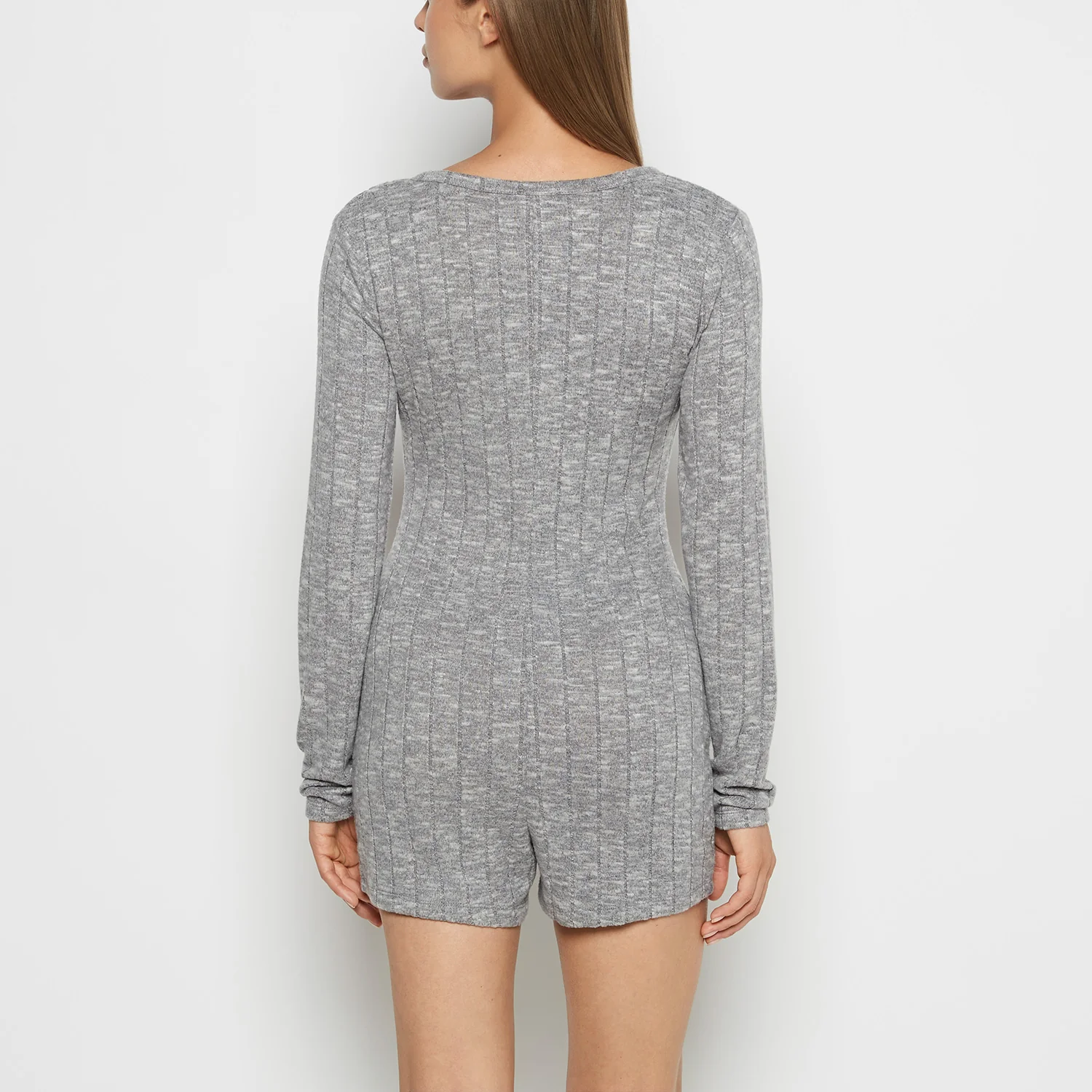Placket Front Onesie in Light Grey Cozy - Image 3