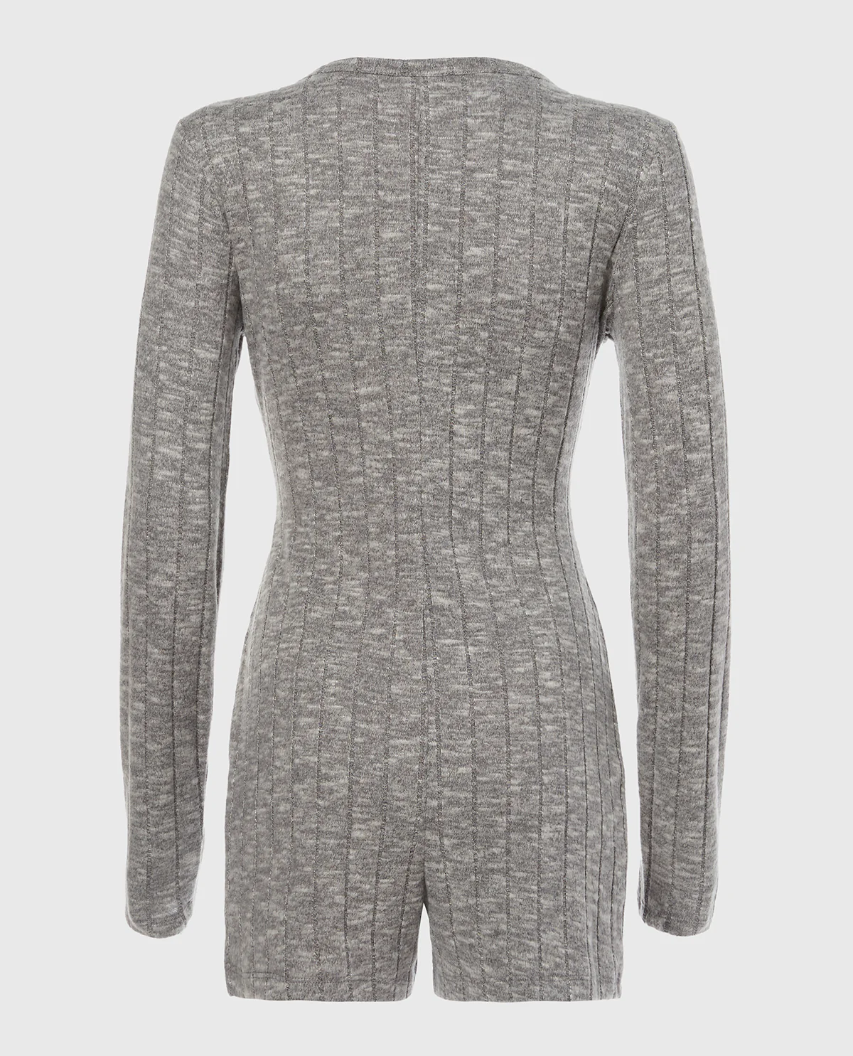 Placket Front Onesie in Light Grey Cozy - Image 5