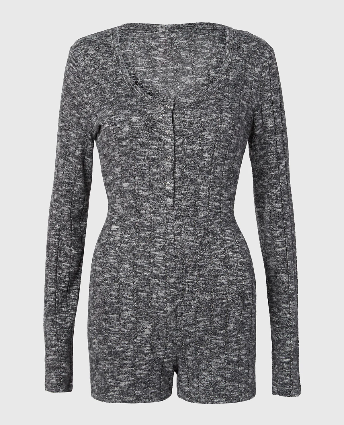 Placket Front Onsie in Tuxedo Black - Image 4