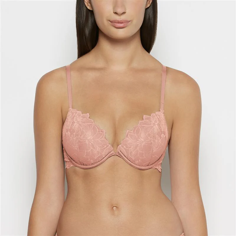 Push Up Bra with all over Reverie Lace in Old Rose