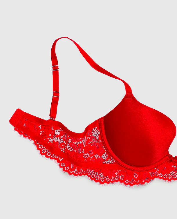 Push Up Bra With Lace Wings in Cosmo Red - Image 6