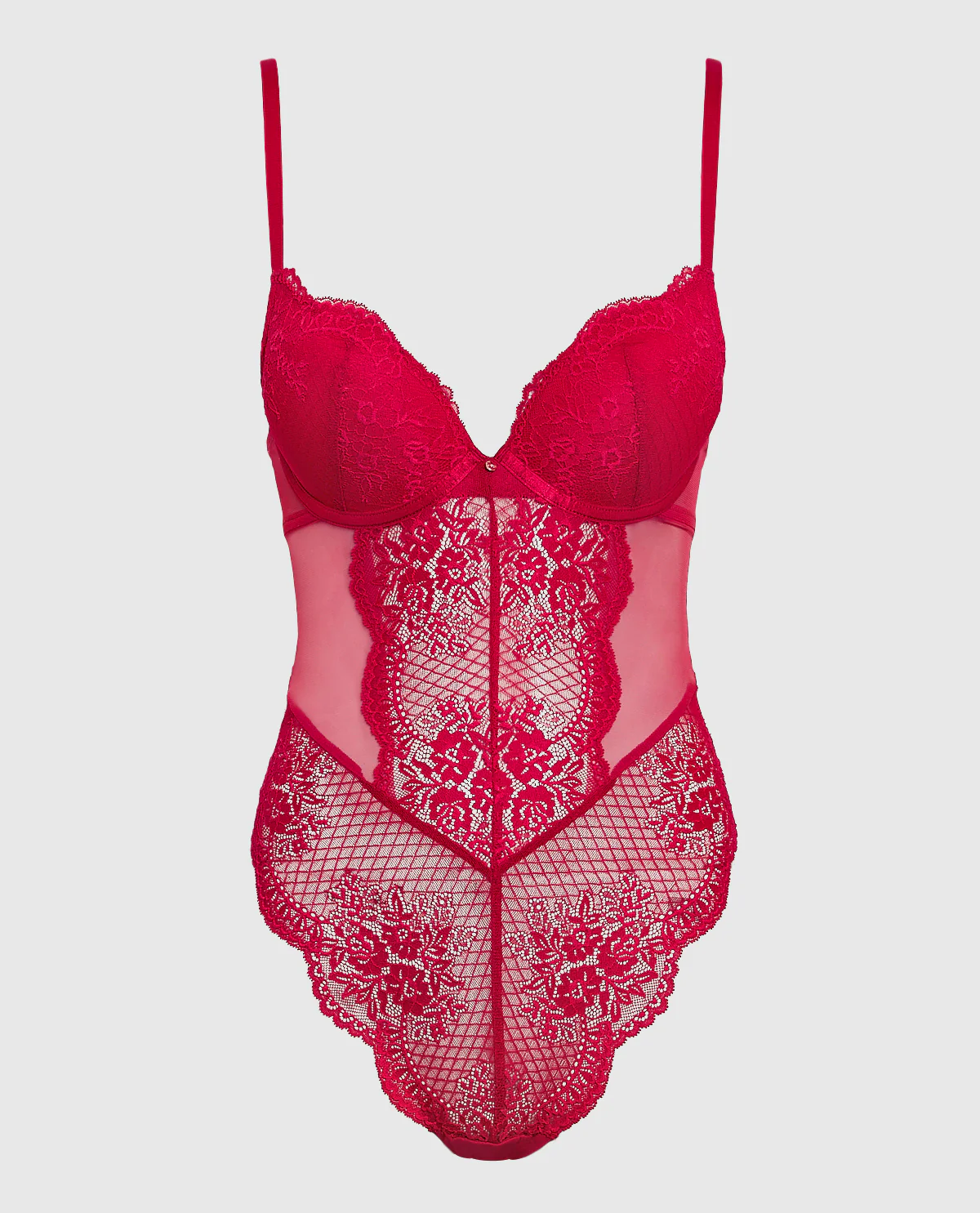 Push Up Lace Bodysuit in Cosmo Red