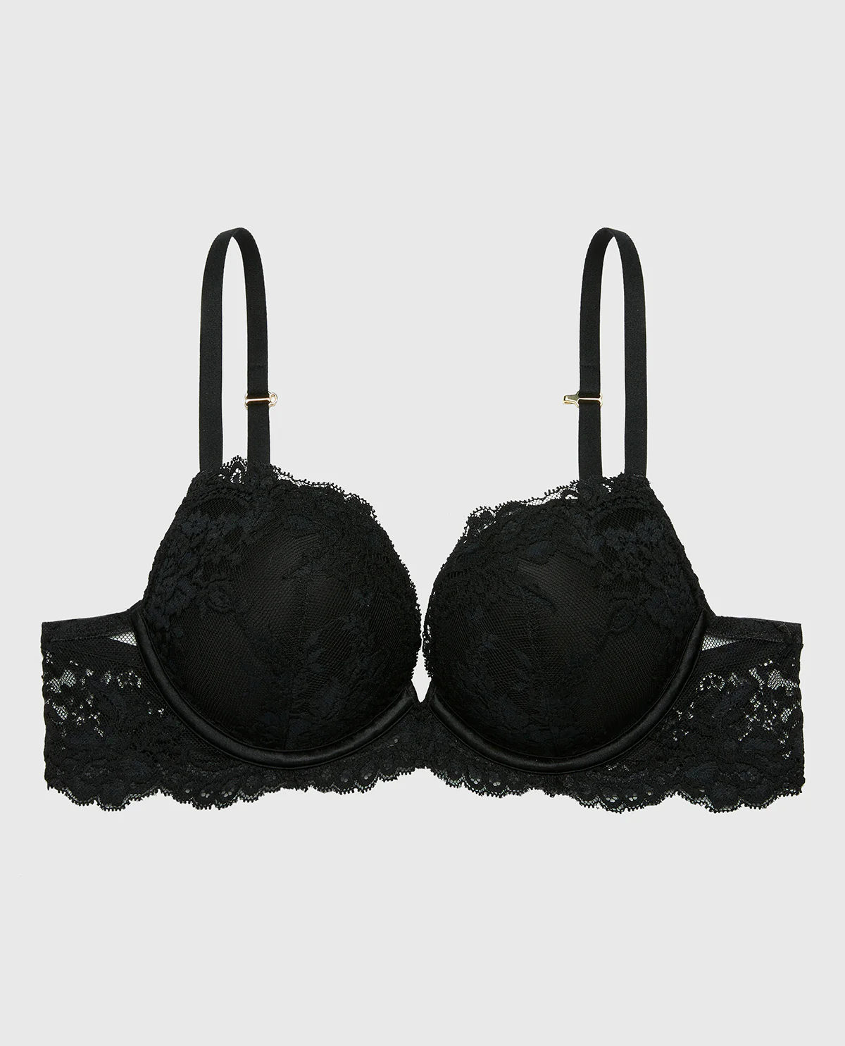 Push up Opulent Lace bra with lace cradle in Tuxedo Black - Image 5