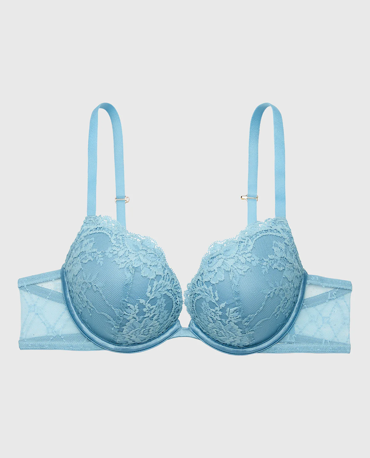 Push up Opulent Lace bra with Mesh Wing in Glacier Lake - Image 5
