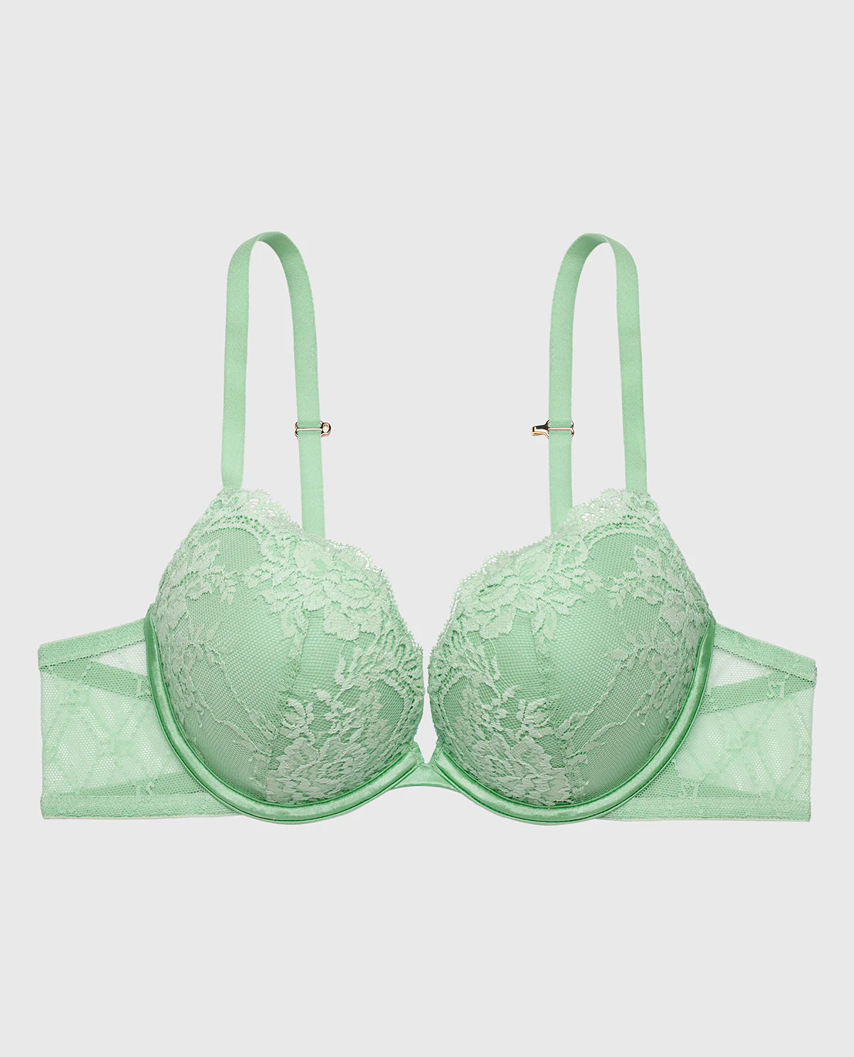Push up Opulent Lace bra with Mesh Wing in Hemlock - Image 5