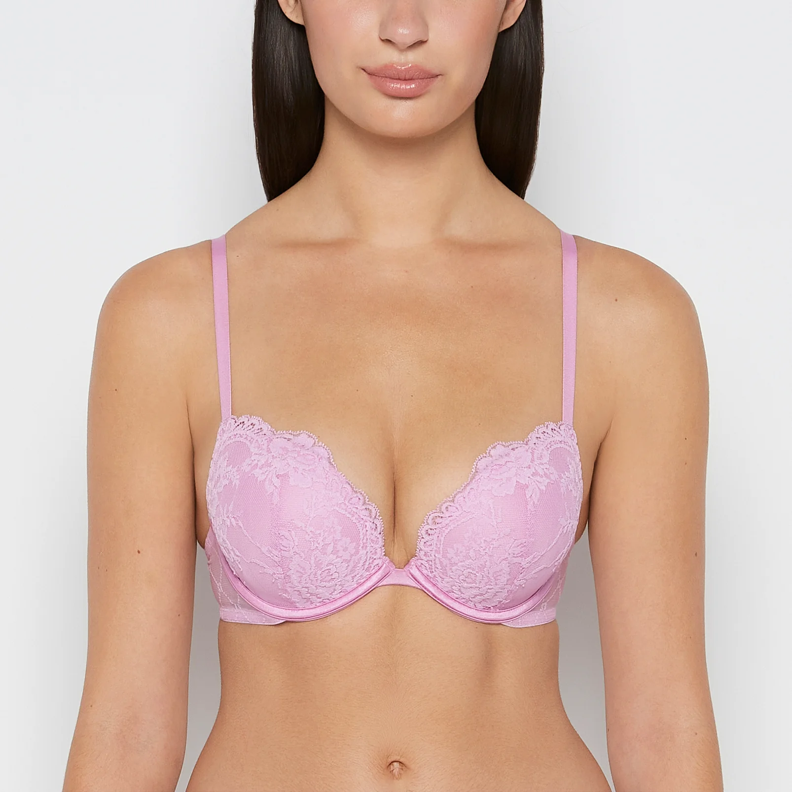 Push up Opulent Lace bra with Mesh Wing in Orchid