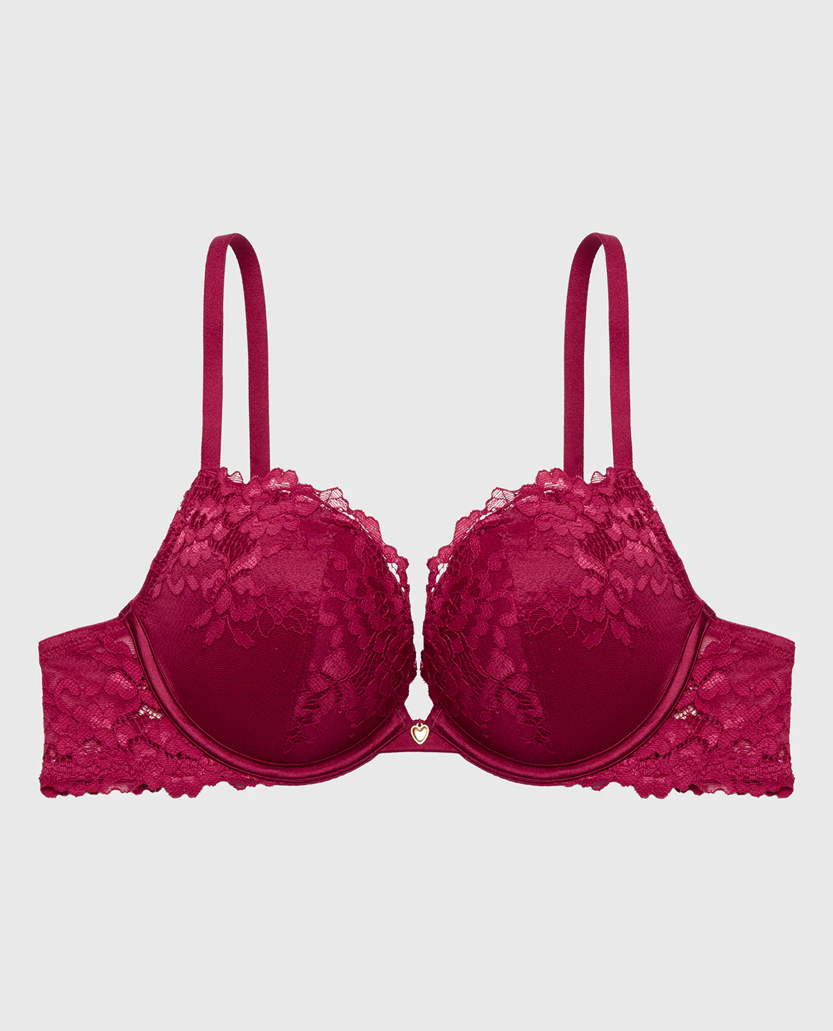 Push Up Plunge bra with Romantic Lace in Plum Rose - Image 5