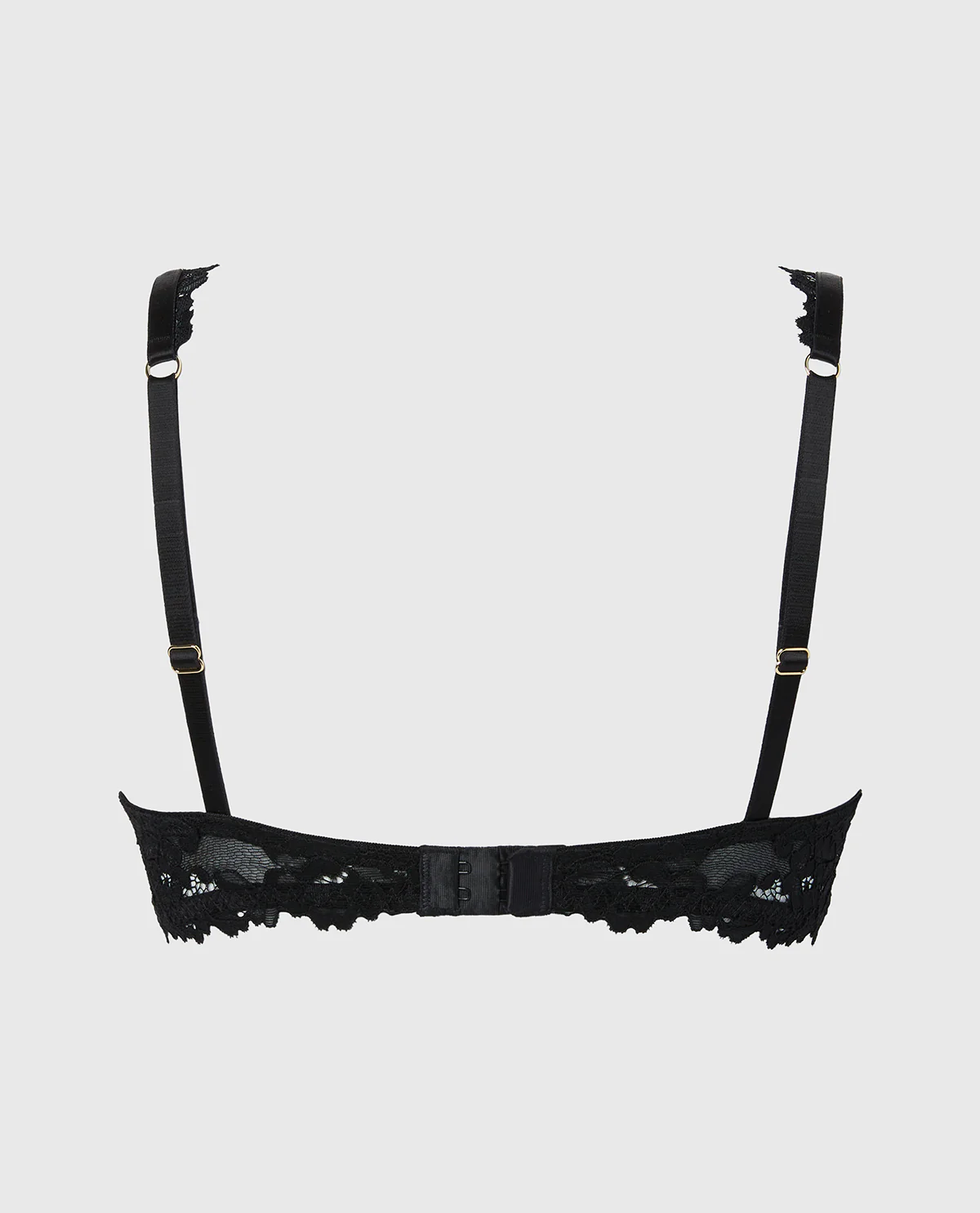 Quarter Cup Balconette Bra with Romantic Lace Wing in Tuxedo Black - Image 2