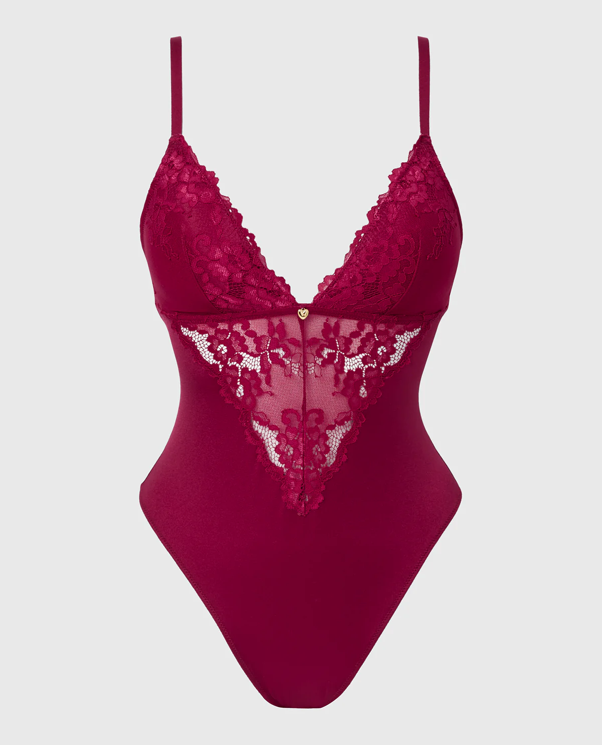 Removable Pad Bodysuit with Romantic lace and Microfiber in Plum Rose - Image 4