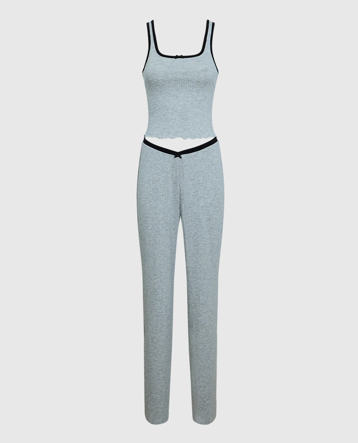 Ribbed Pajama Pant with V-Waist in Cool Gray - Image 4