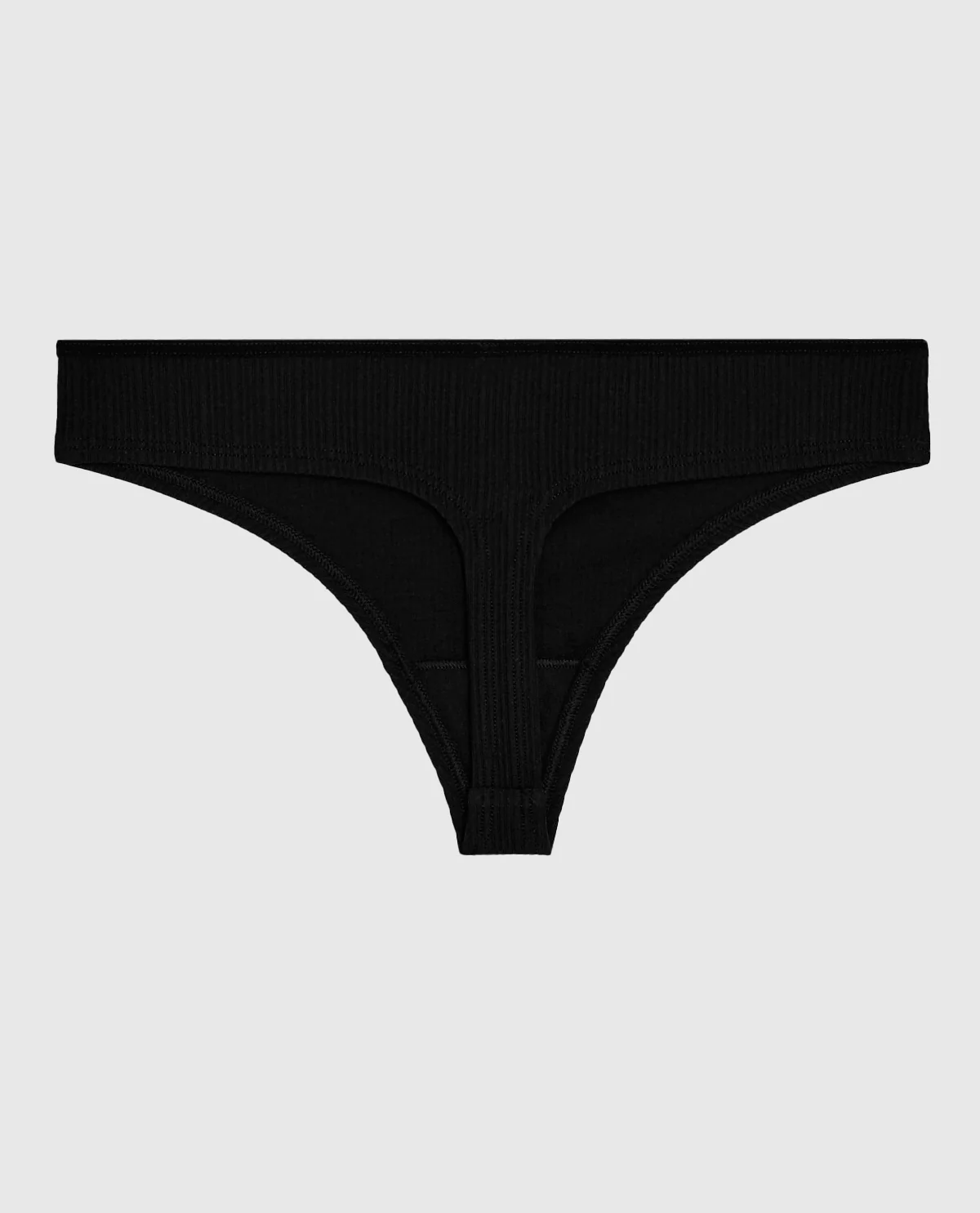 Ribbed Thong Panty in Black - Image 2