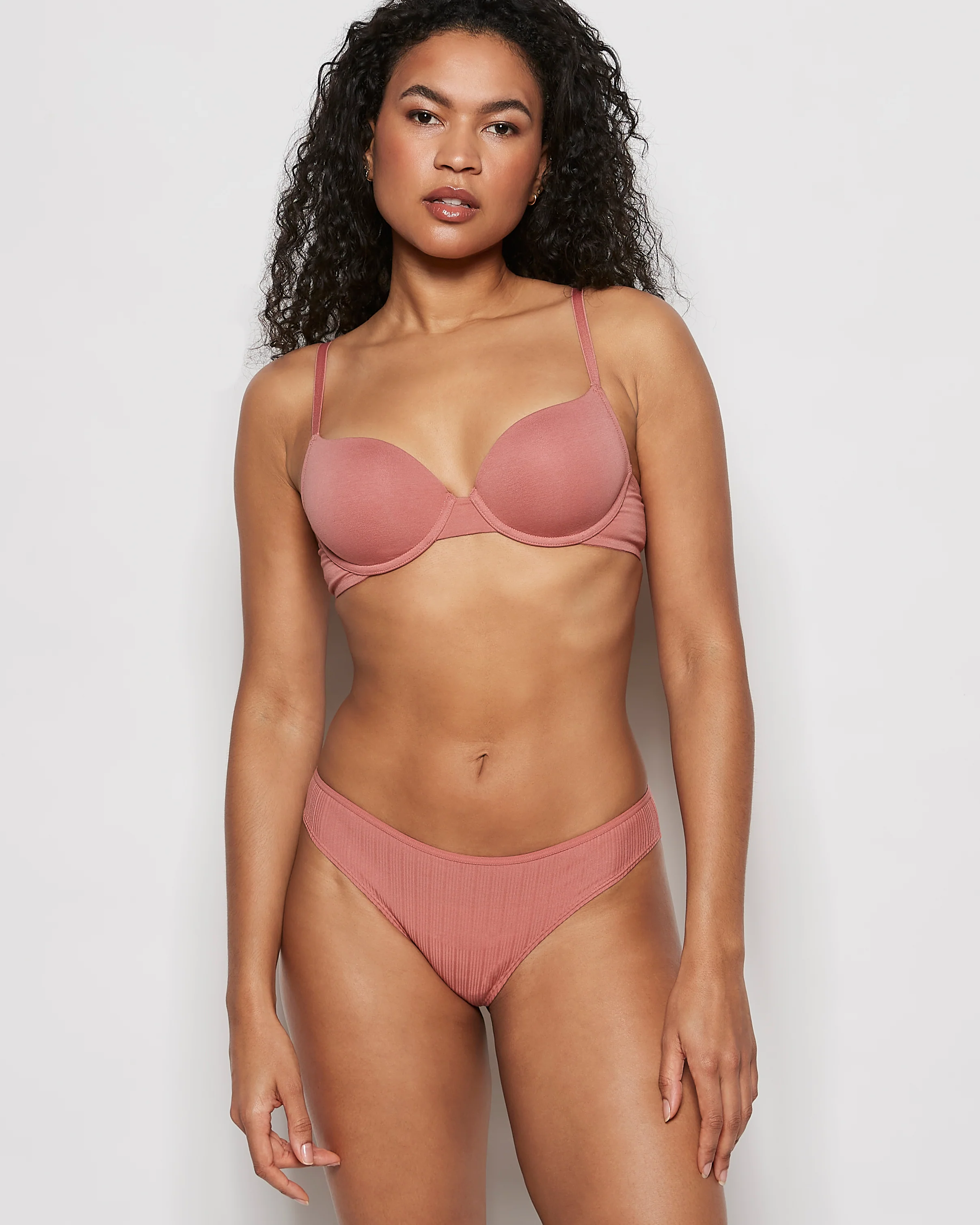 Ribbed Thong Panty in Rosy Blush - Image 6
