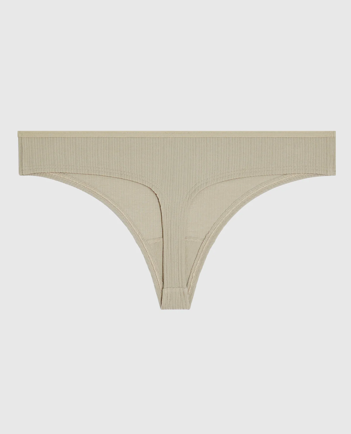 Ribbed Thong Panty in Stone Grey - Image 5
