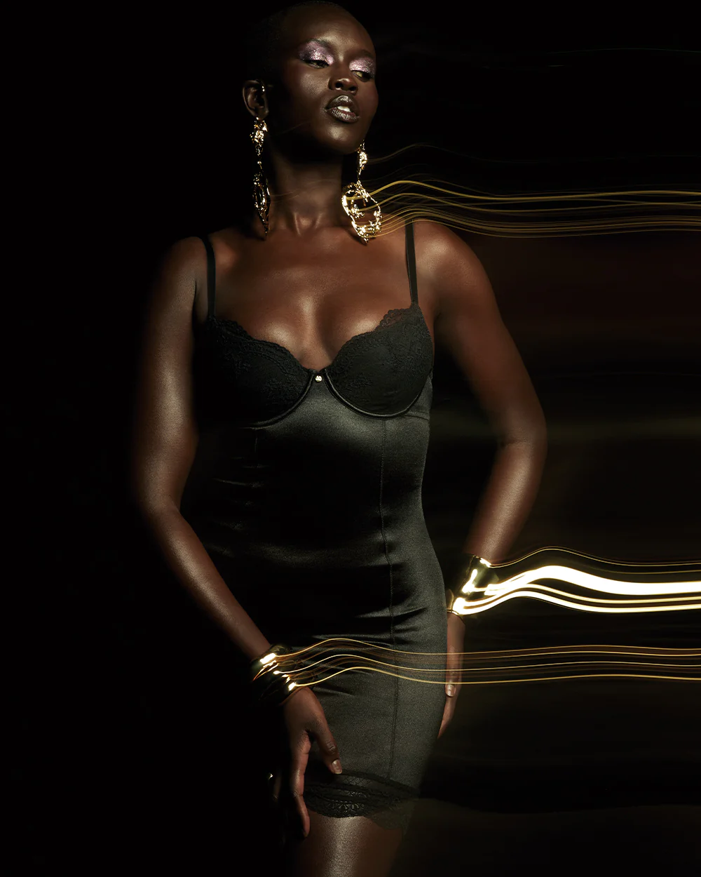 Satin Dress in Smoulder Black - Image 2