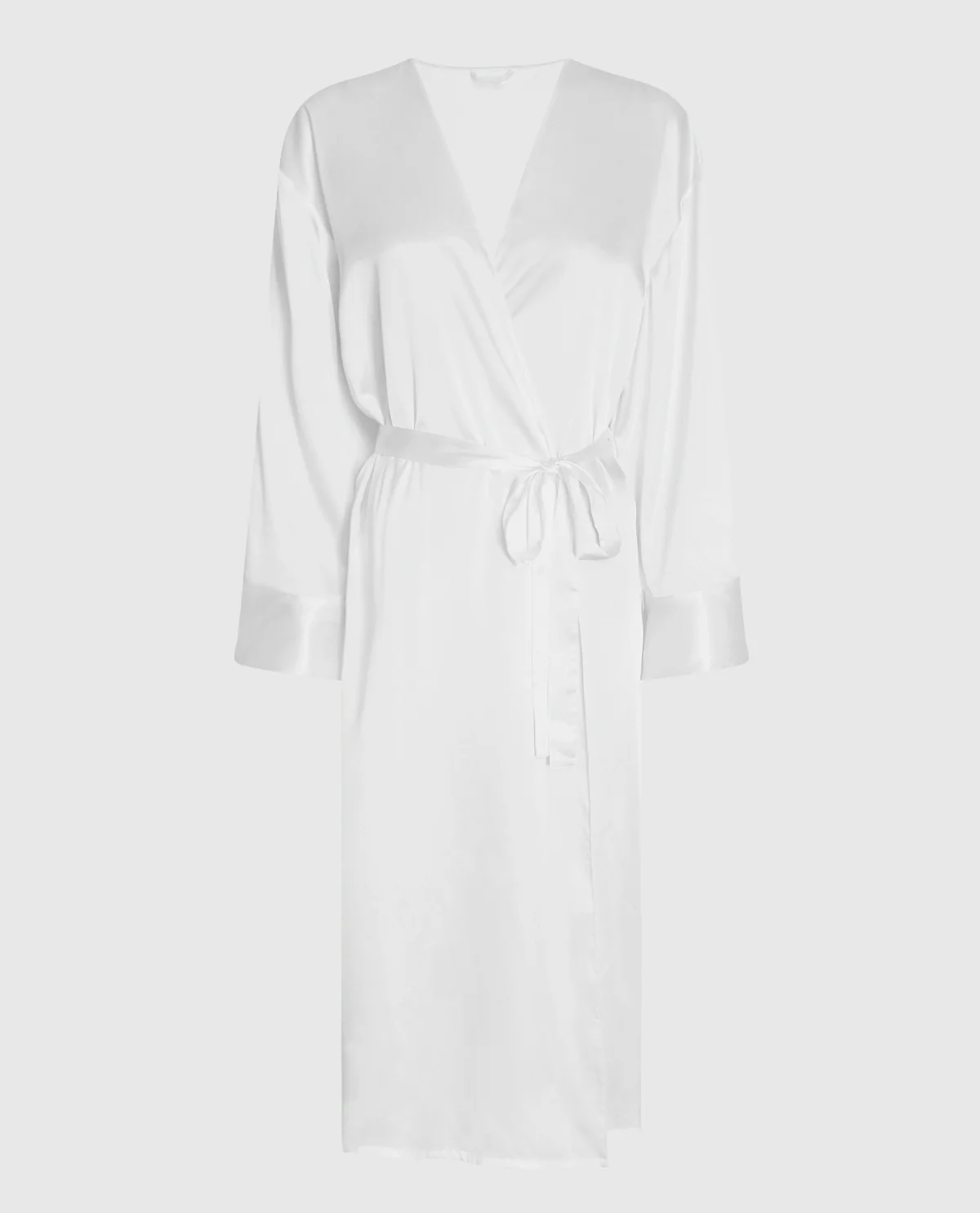 Satin Mid Length Robe in Ivory - Image 4