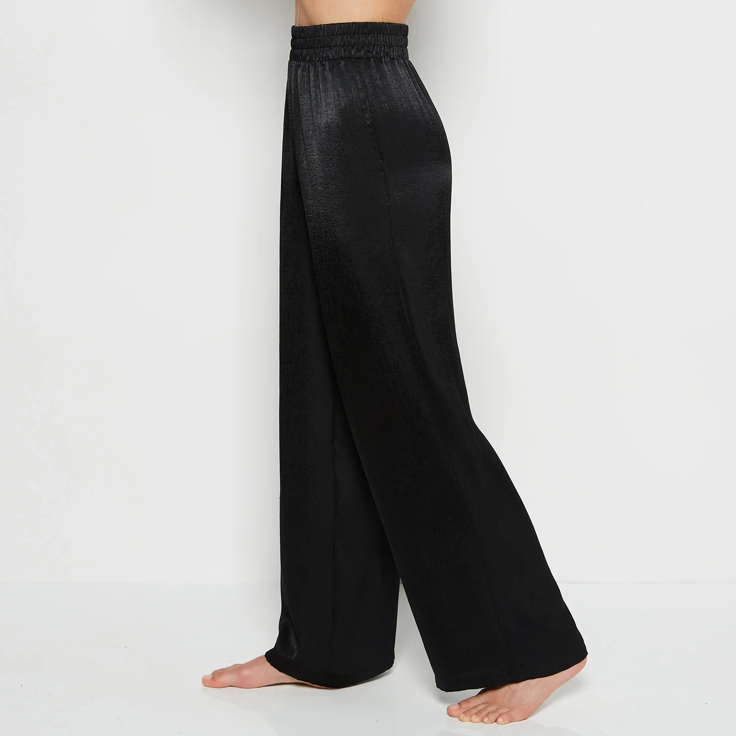 Satin Sleep Pant with button Front in Tuxedo Black - Image 2