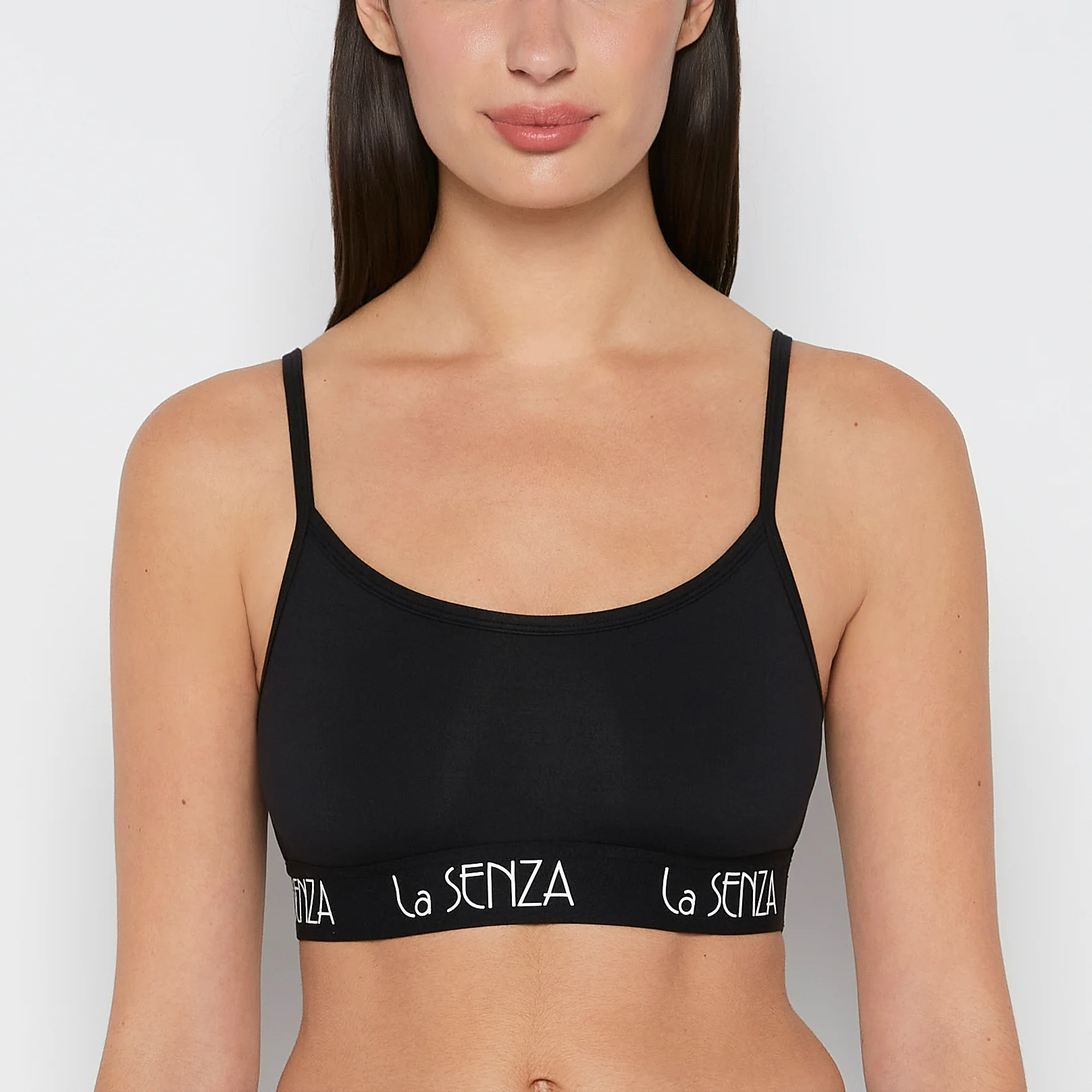 Scoop Bralette with Art Deco Band in Tuxedo Black
