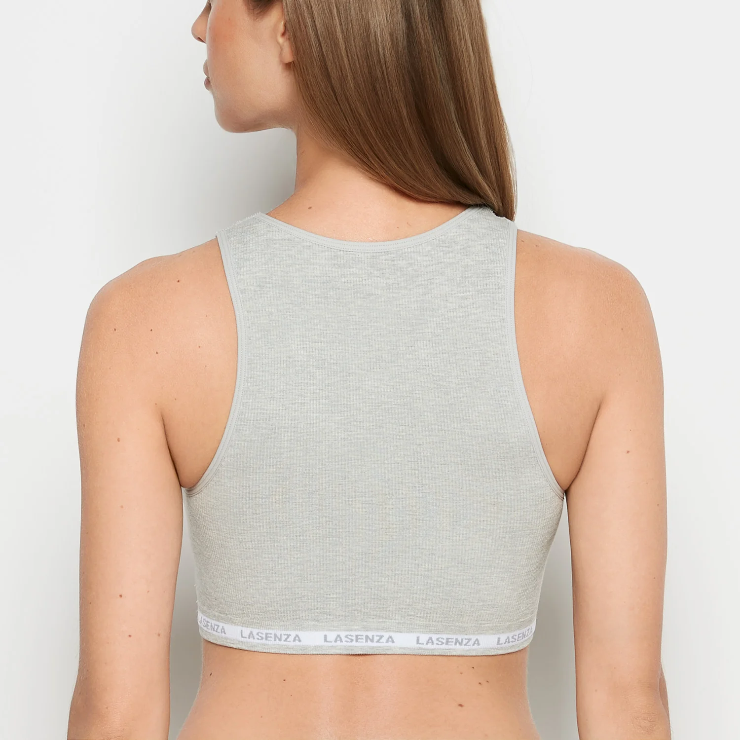 Seamless Crop Top in Heather Grey - Image 3