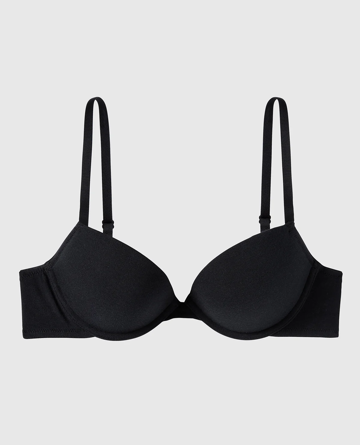 Smooth Cotton Push Up Plunge Bra in Black