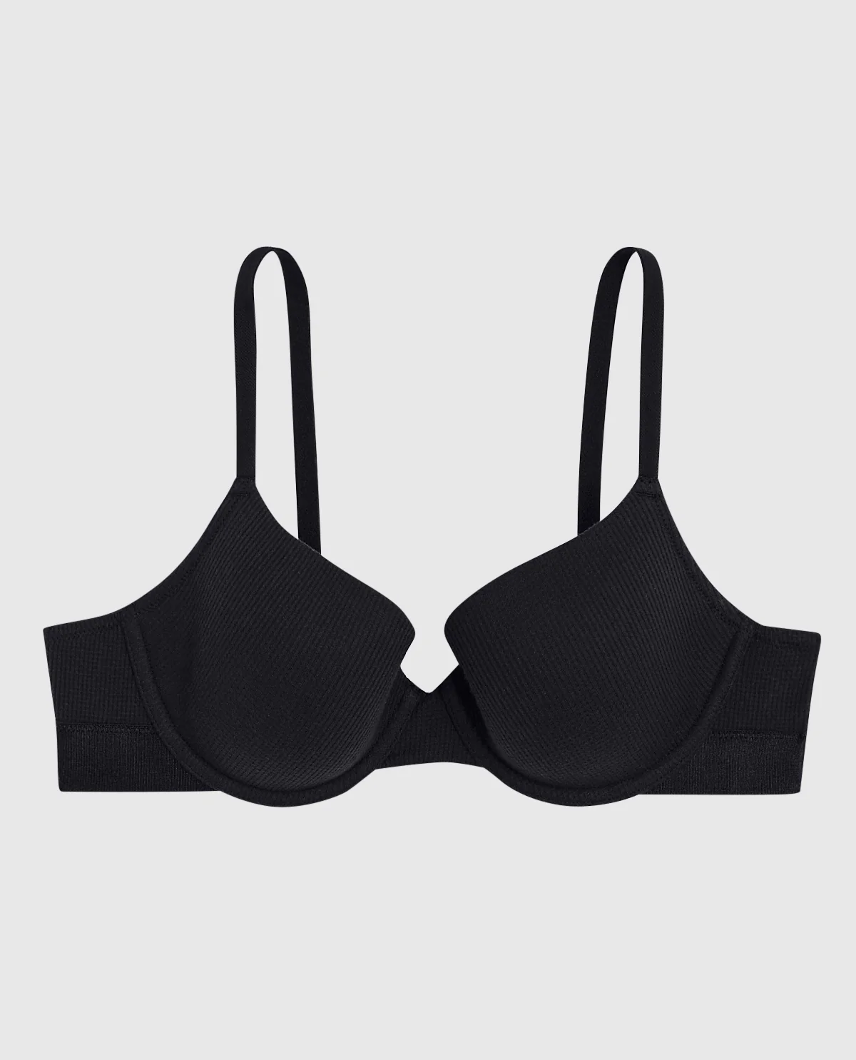 Waffle Lightly Lined Demi Bra in Black - Image 5