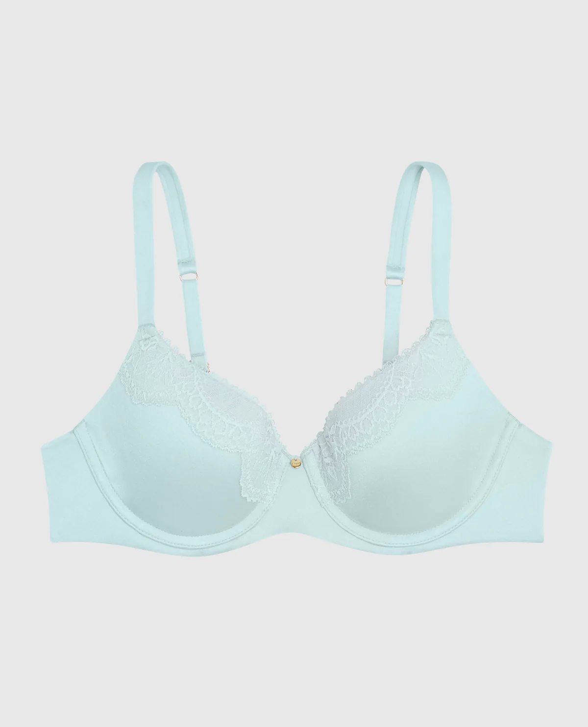 Lightly Lined Full Coverage Bra with Lace Overlay in Vista Blue