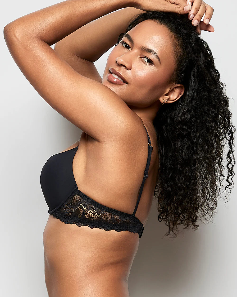 Push Up Bra with Lace Wing in Black - Image 2