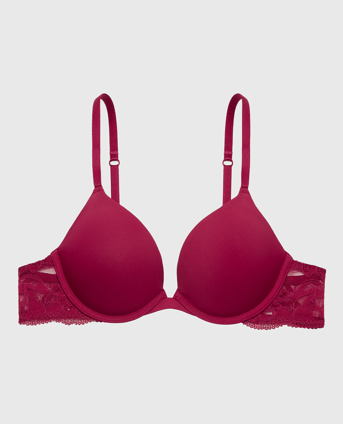 Smooth Push Up Plunge Bra With Charmed Lace Wing in Plum Rose - Image 5