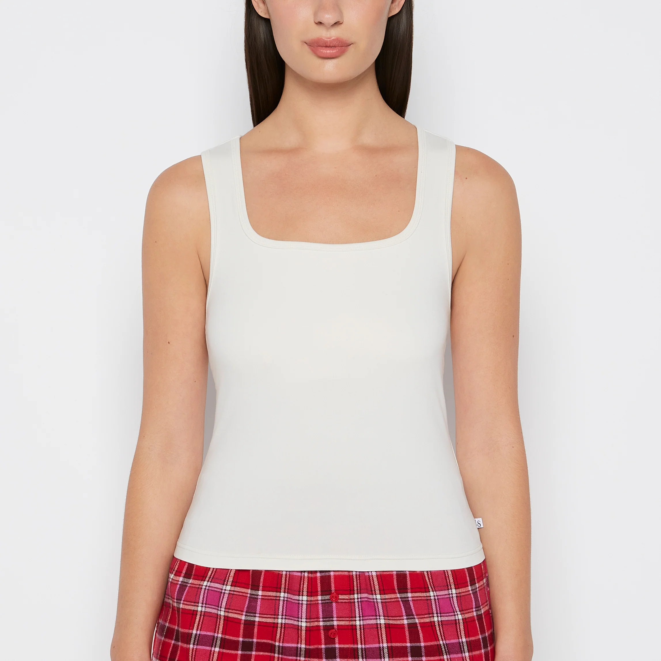 Square Neck Sleep Tank in Egret