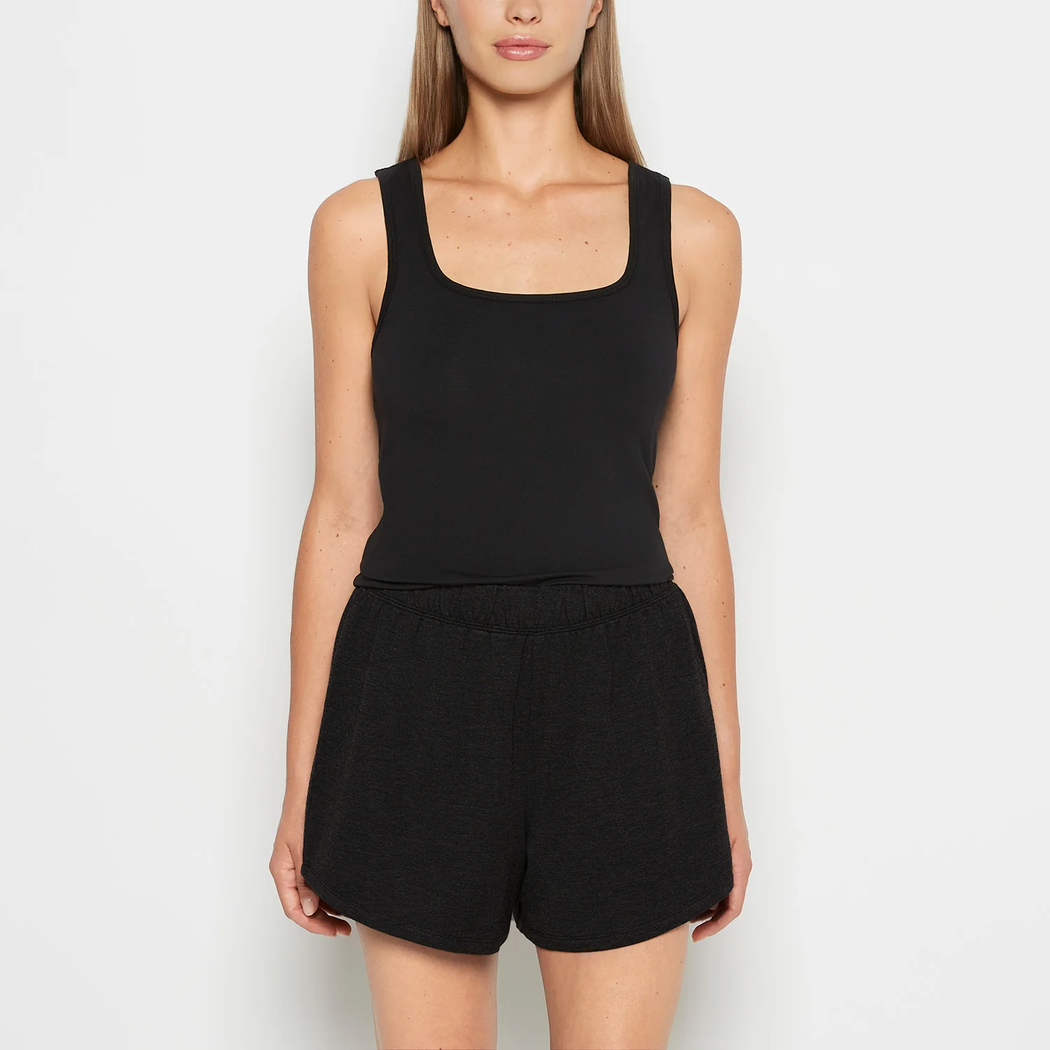 Square Neck Sleep Tank in Tuxedo Black