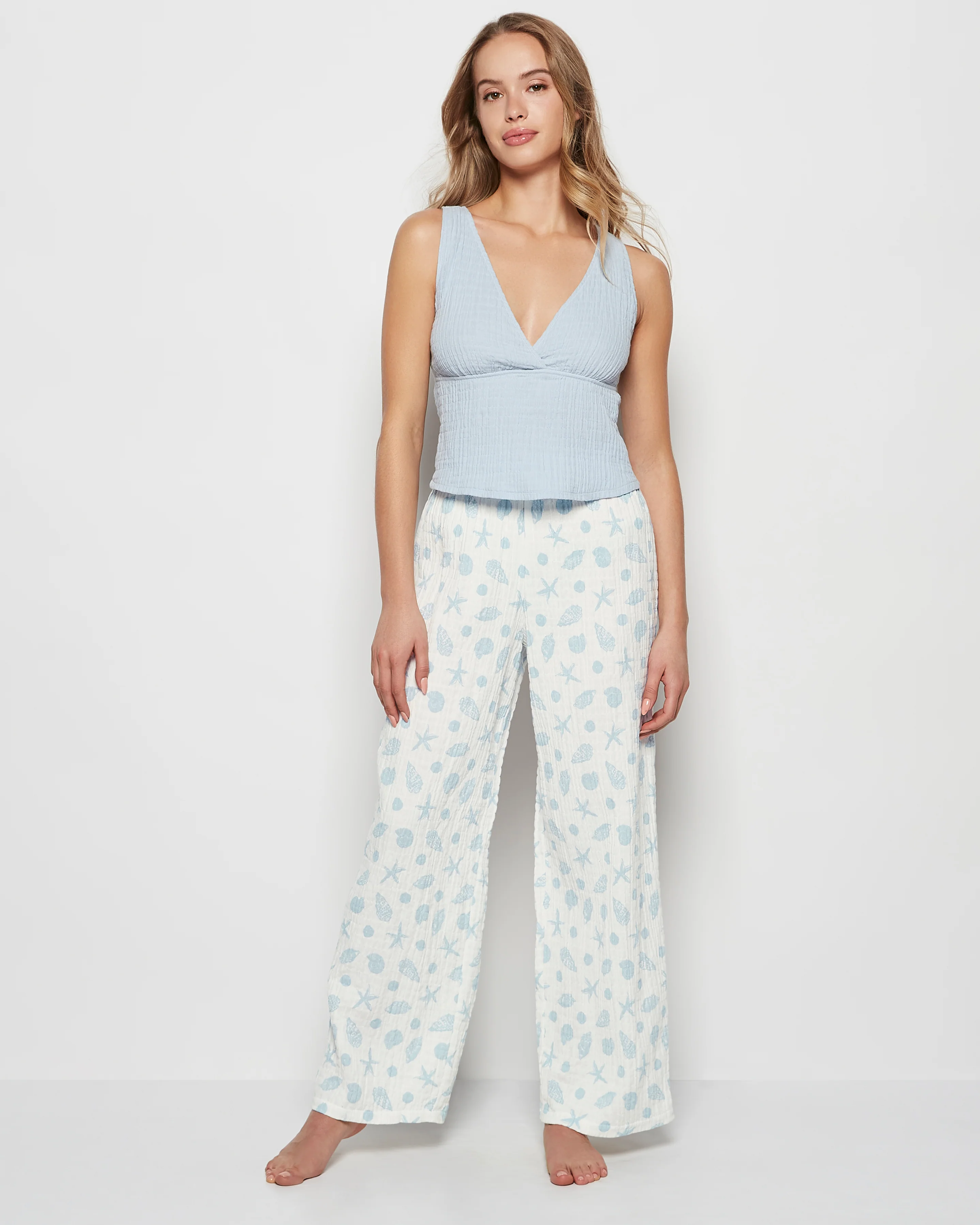 Textured Pajama Pants in She Sells Sea Shells - Image 4