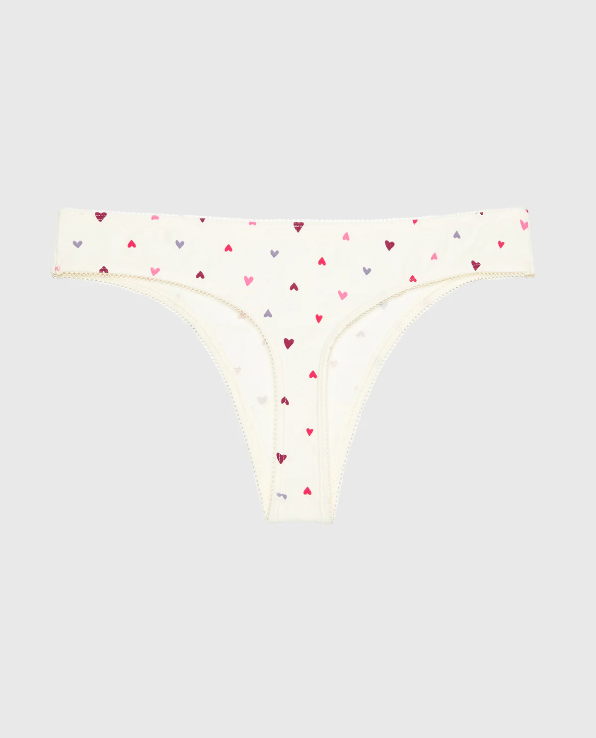 Thong Cotton Panty and Picot Trim in Tossed Heart - Image 5