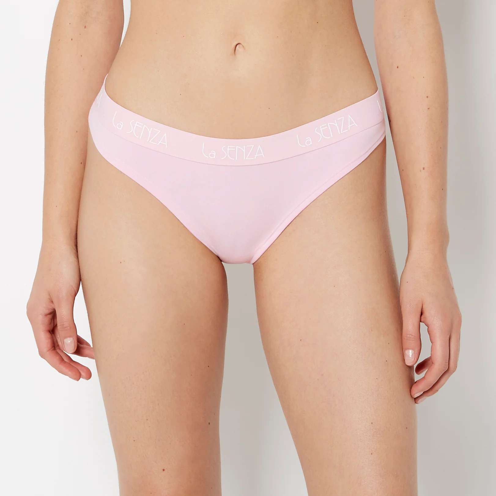 Thong Cotton Panty with Art Deco Logo Band in Sweet Dream