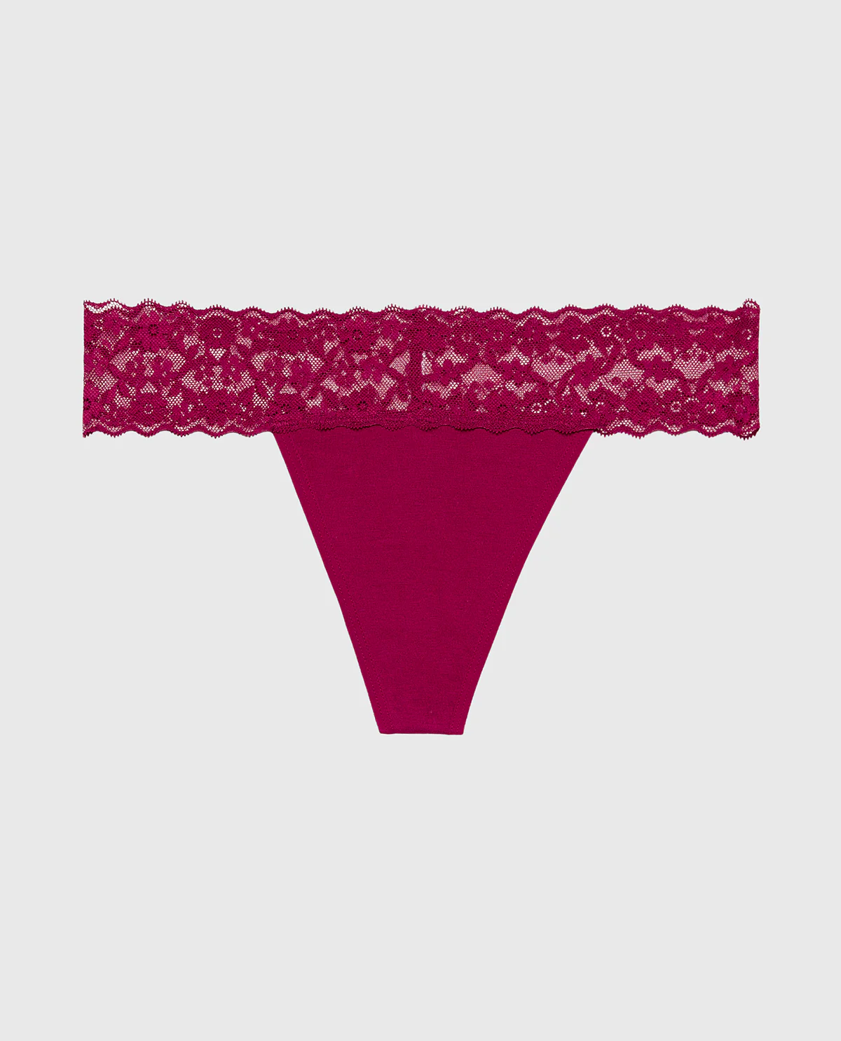 Thong Cotton Panty With Lace Trim in Plum Rose - Image 4