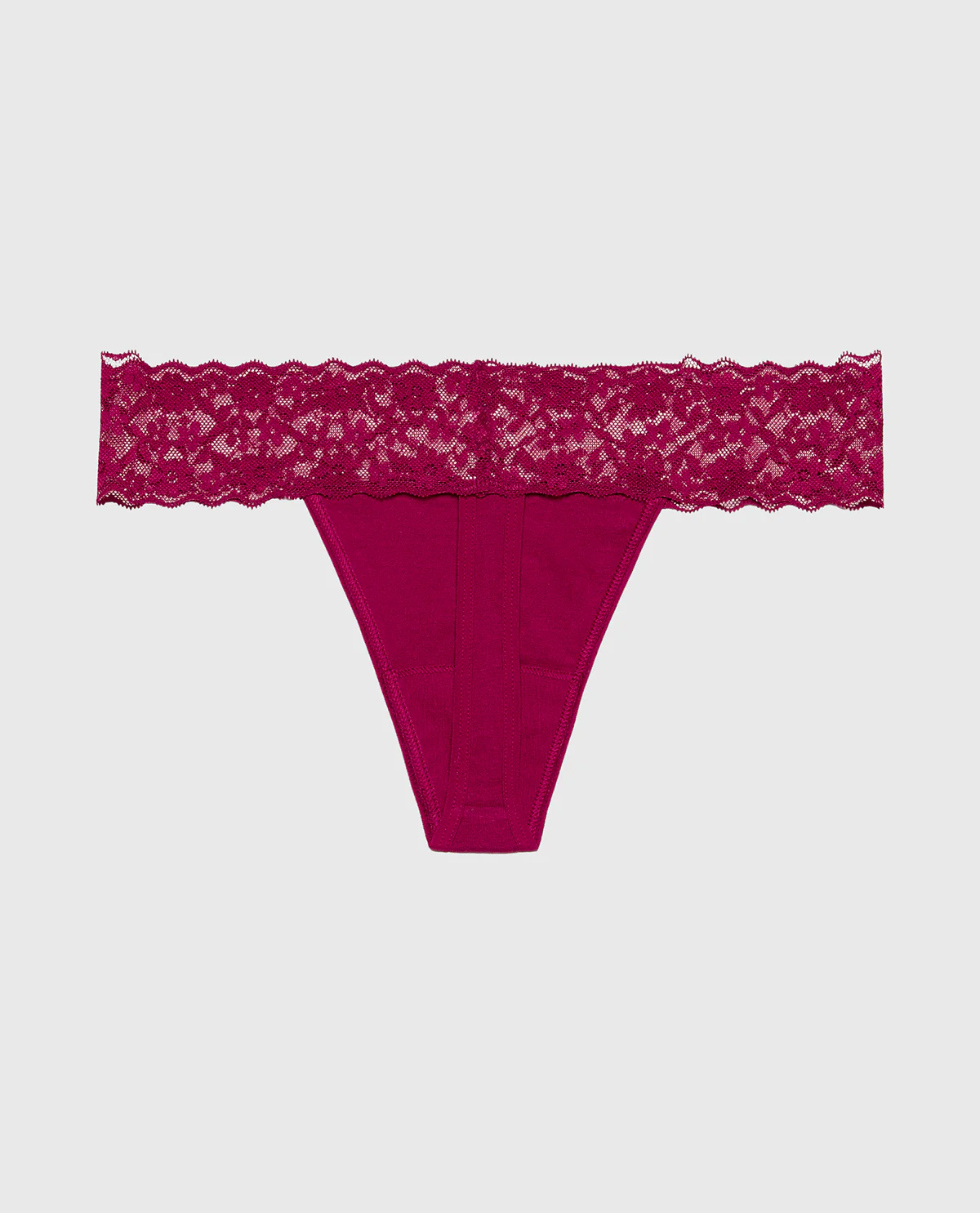 Thong Cotton Panty With Lace Trim in Plum Rose - Image 5