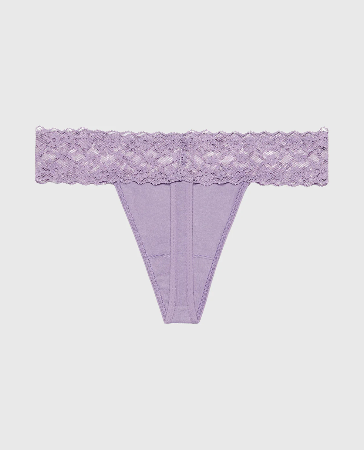 Thong Cotton Panty With Lace Trim in Purple Haze - Image 5