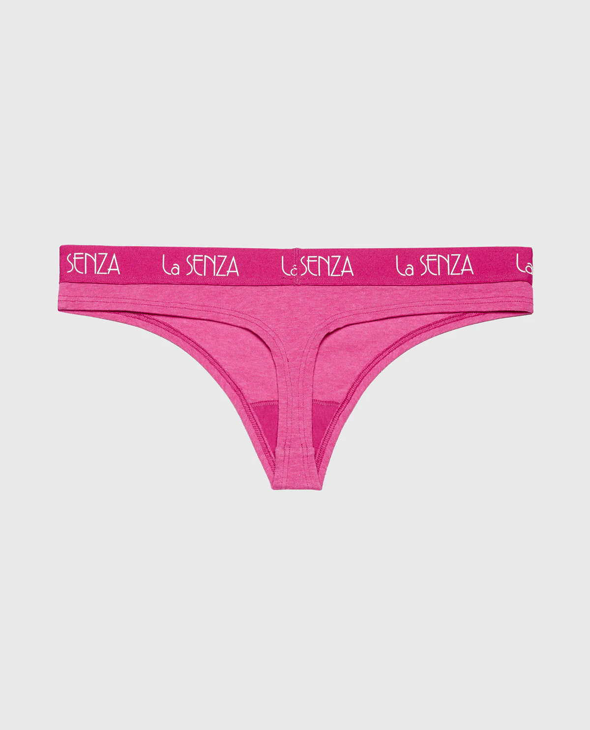Thong Panty with Art Deco Logo in Fuchsia Red Heather - Image 5