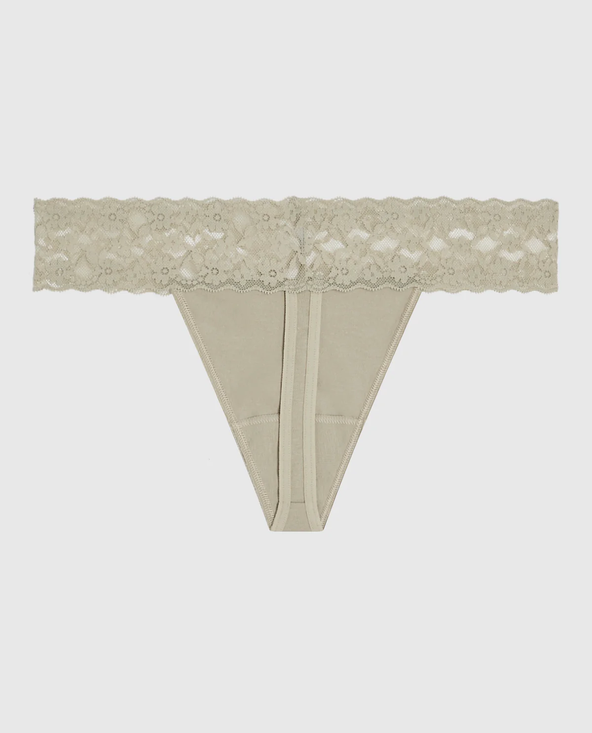 Thong Panty with Lace in Stone Grey - Image 5