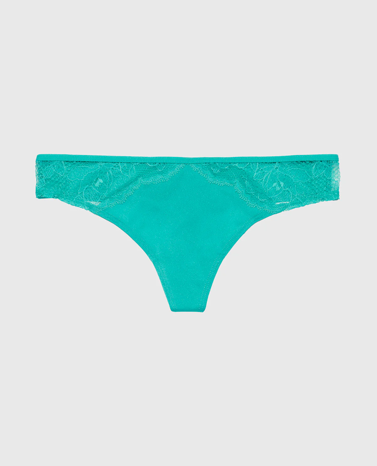 Thong Panty with Lace Micro Trim in Beach Teal - Image 4