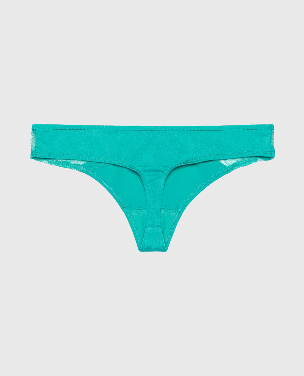 Thong Panty with Lace Micro Trim in Beach Teal - Image 5