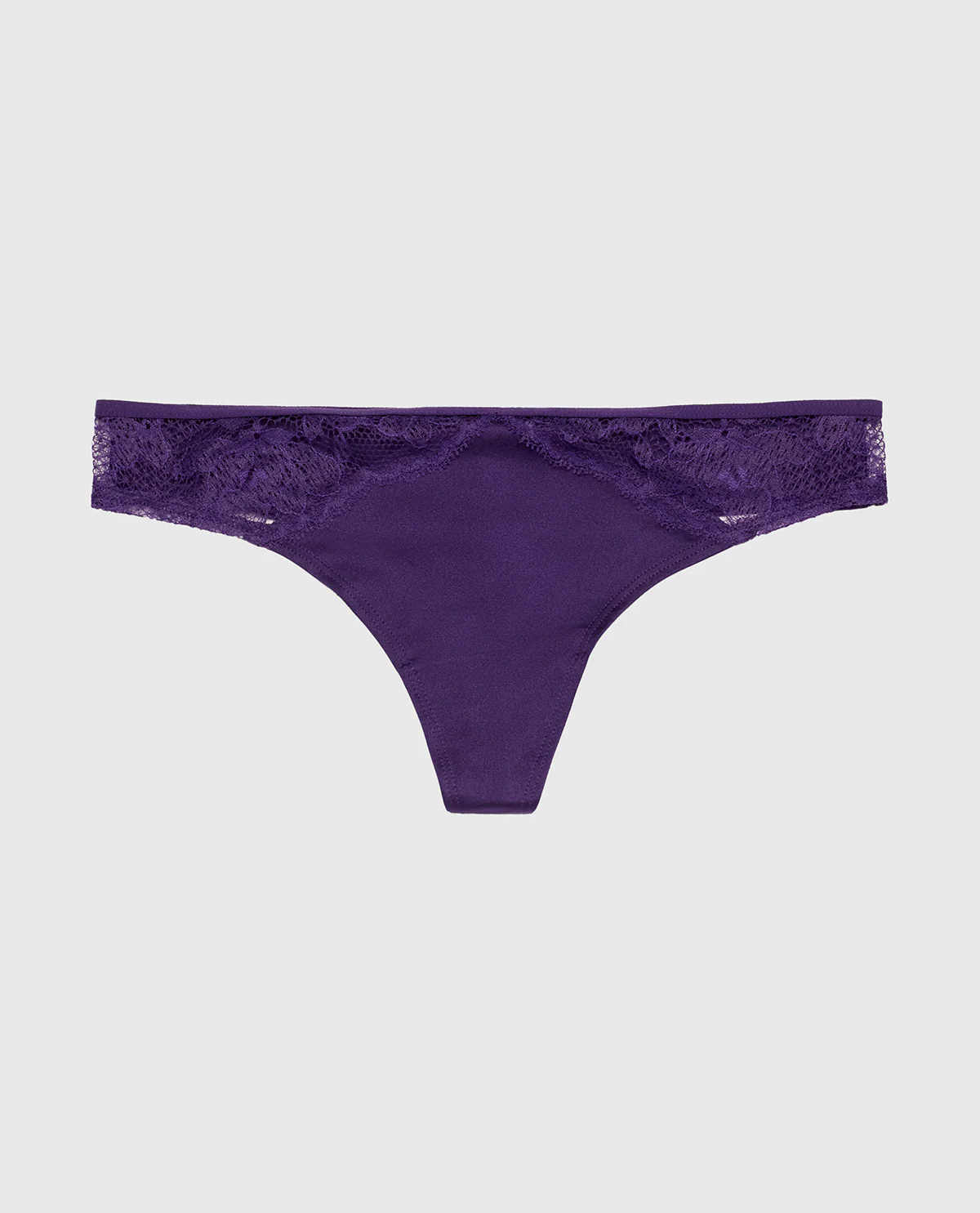 Thong Panty with Lace Micro Trim in Petunia Purple - Image 4