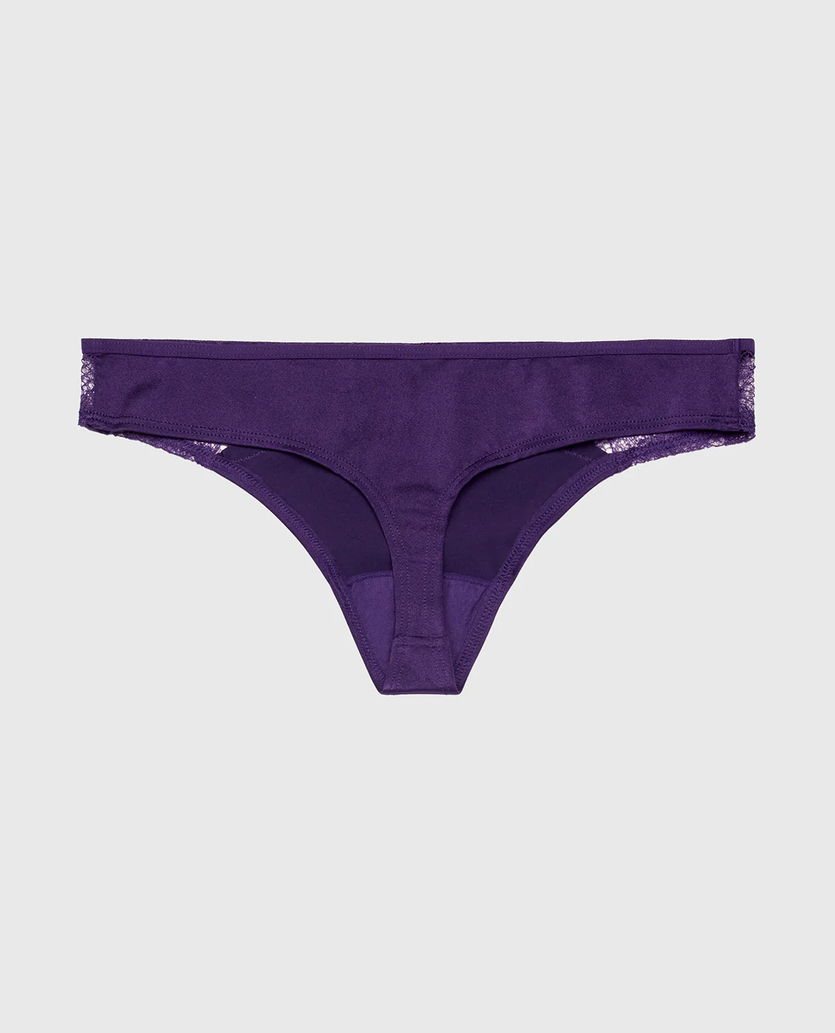 Thong Panty with Lace Micro Trim in Petunia Purple - Image 5