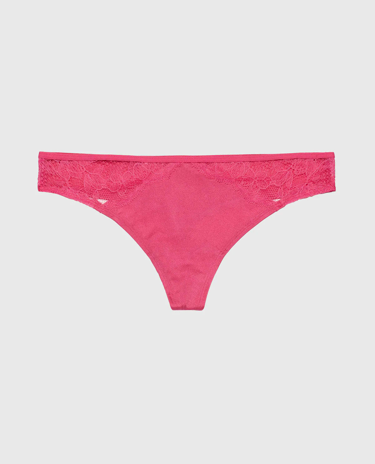 Thong Panty with Lace Micro Trim in Raspberry Rose - Image 4