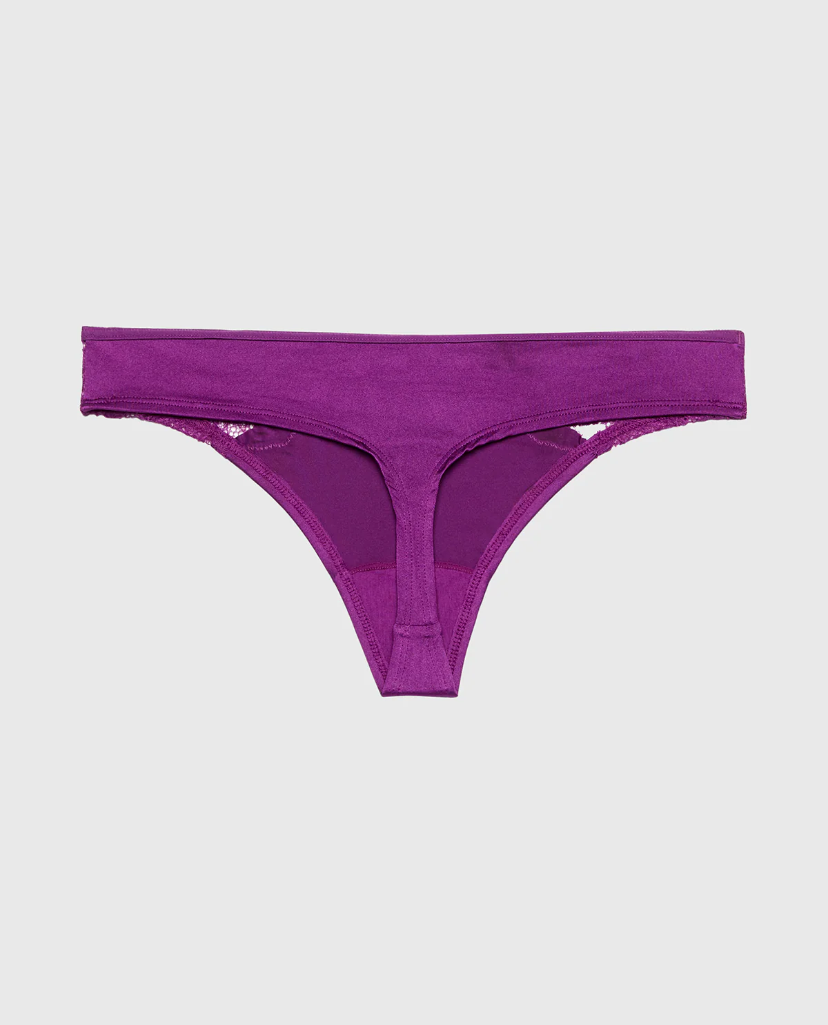 Thong Panty With Lace Micro Trim in Sparkling Grape - Image 5