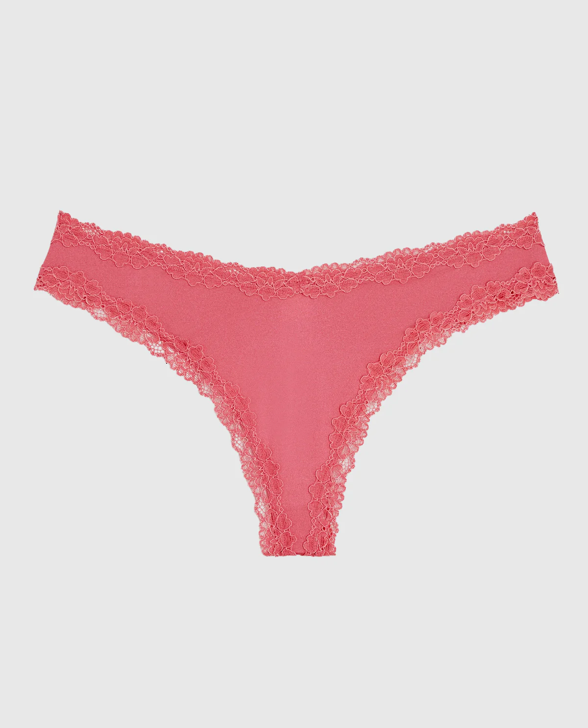 Thong Panty with Lace Trim in Romantic Pink - Image 4