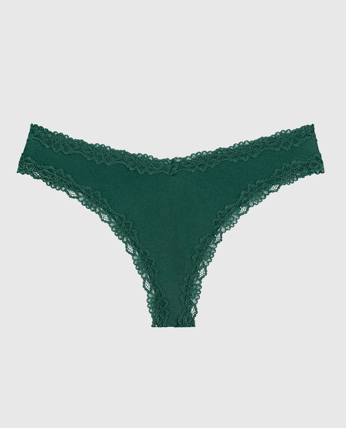 Thong Panty With Lace Trim in Emerald Green - Image 5