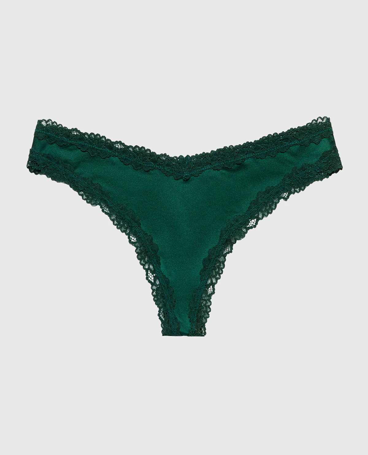 Thong Panty With Lace Trim in Emerald Green - Image 7