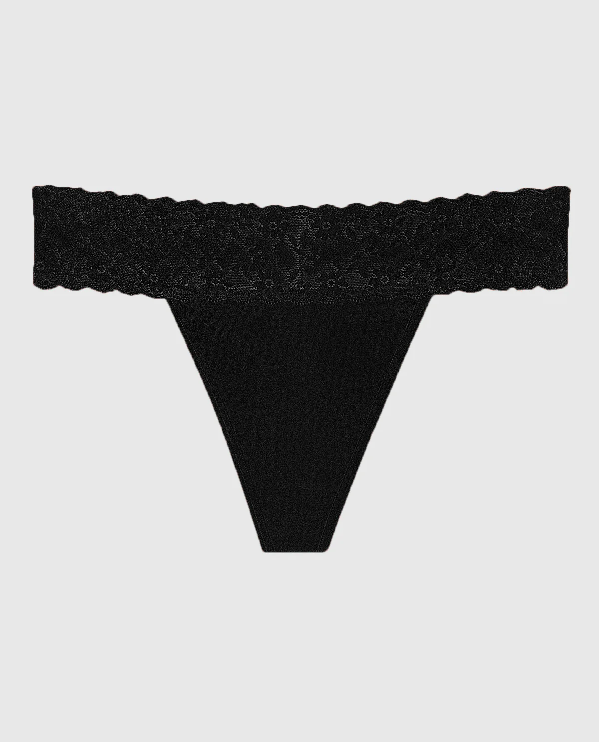 Thong Panty With Lace Trim in Tuxedo Black - Image 4