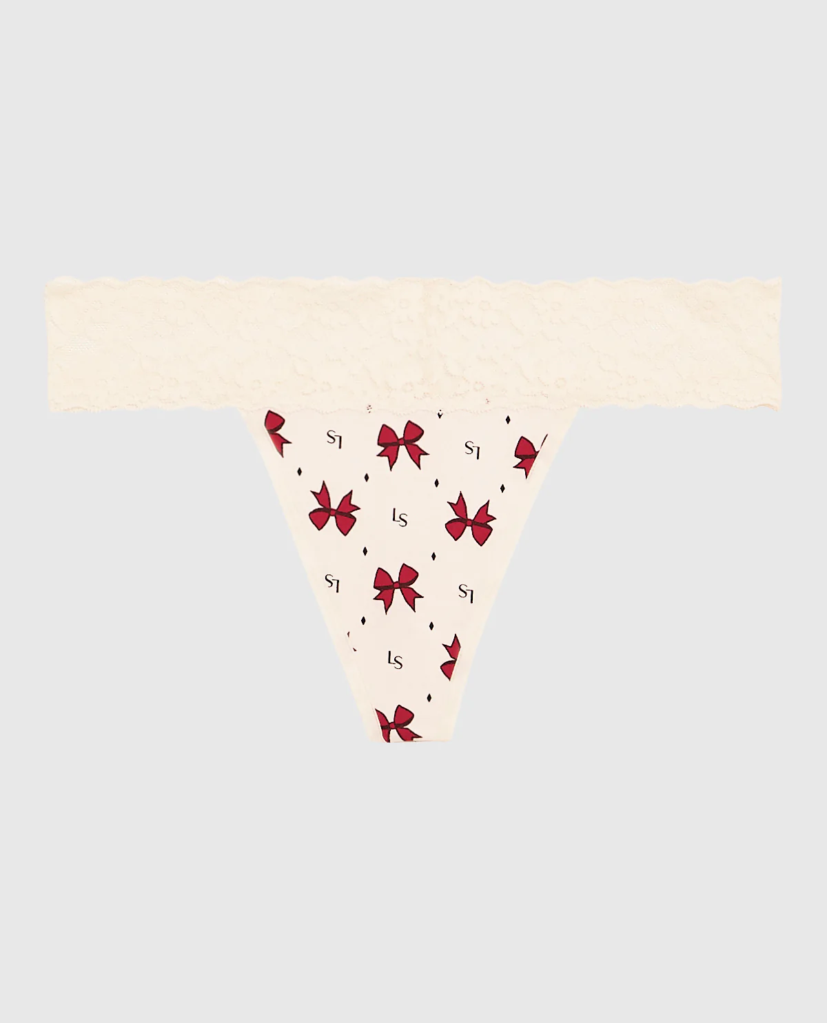 Thong Panty with Lace Trim in Bow to the Queen - Image 5