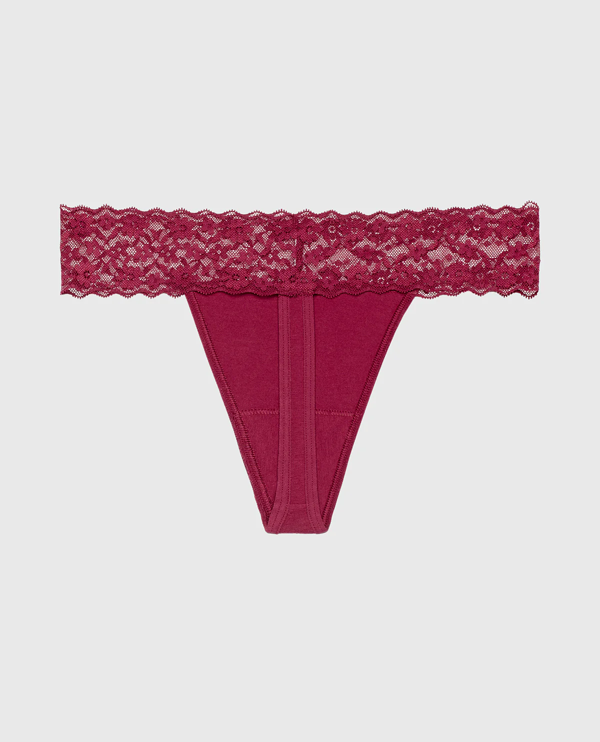 Thong Panty With Lace Trim in Beaujolais - Image 5