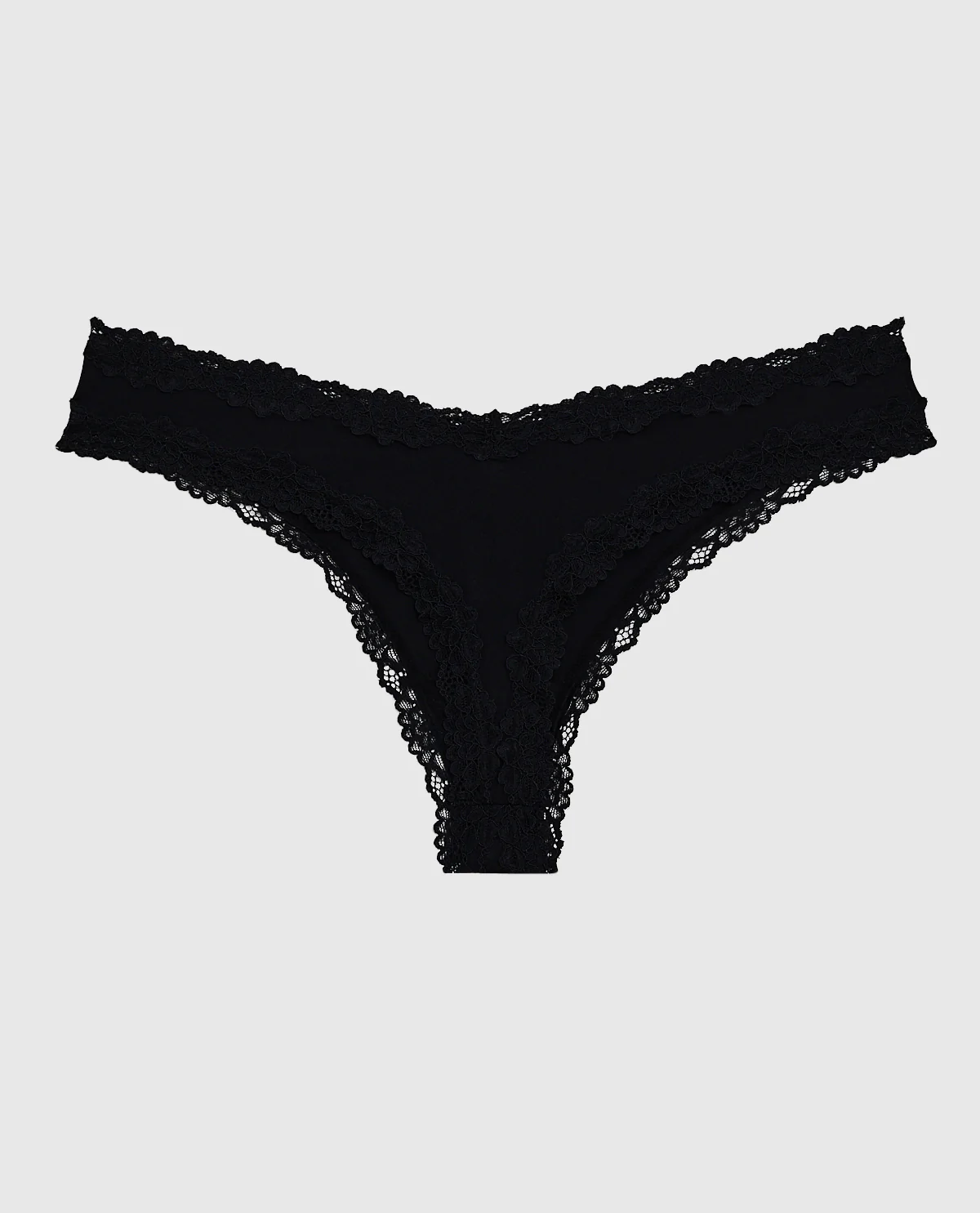 Thong Panty With Lace Trim in Tuxedo Black - Image 5